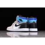 Air Jordan 1 blue and white patchwork high top