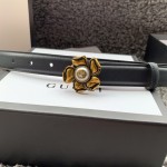 GUCCI imported top layer calfskin with classic double camellia buckle