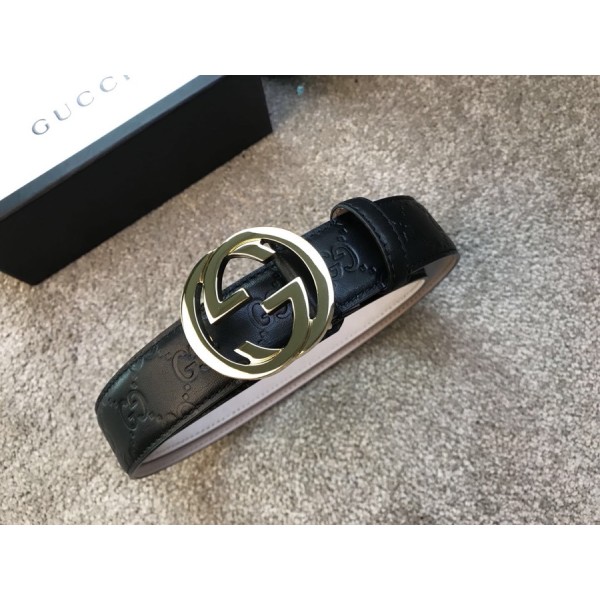 GUCCI double G buckle G buckle leather embossed