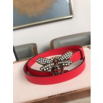 GUCCI red 🐝 buckle original imported cowhide handmade wax thread