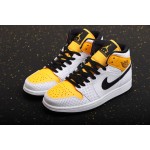 Air Jordan 1 Mid University White Gold Yellow