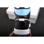 Air Jordan 1 Mid Zwart Wit Blauw