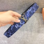 LOUIS VUITTO Reversible Belt in Silky Calfskin and Damier Salt Pattern