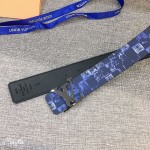 LOUIS VUITTO Reversible Belt in Silky Calfskin and Damier Salt Pattern