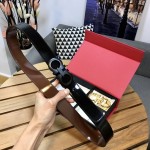 FERRAGAMO high-gloss series, double-button gift box, dual-purpose belt, high-quality pure copper buckle