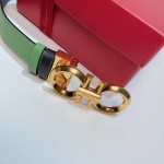 FERRAGAMO Ladies Reversible Top Grain Leather Belt