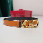 FERRAGAMO Ladies Reversible Top Grain Leather Belt