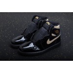 Air Jordan 1 high top patent leather black and gold