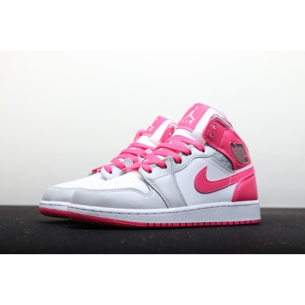 Air Jordan 1 Mid 中帮 白灰粉