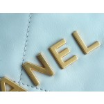 𝗖𝗛𝗔𝗘𝗡𝗟✦23C 22 handbag authentic tail leather haze blue small