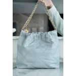 𝗖𝗛𝗔𝗘𝗡𝗟✦23C 22 handbag authentic tail leather haze blue small