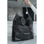 𝗖𝗛𝗔𝗘𝗡𝗟✦𝟐𝟐𝗣 Advanced Handcraft Workshop 𝟐𝟐 Handbag Genuine Leather Large Black Silver