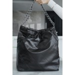 𝗖𝗛𝗔𝗘𝗡𝗟✦𝟐𝟐𝗣 Advanced Handcraft Workshop 𝟐𝟐 Handbag Genuine Leather Large Black Silver