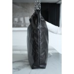 𝗖𝗛𝗔𝗘𝗡𝗟✦𝟐𝟐𝗣 Advanced Handcraft Workshop 𝟐𝟐 Handbag Genuine Leather Large Black Silver