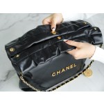 𝗖𝗛𝗔𝗘𝗡𝗟 ✦𝟐𝟐𝗣 spring and summer new 𝟐𝟐 handbag authentic tail leather black gold