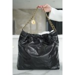𝗖𝗛𝗔𝗘𝗡𝗟✦𝟐𝟐𝗣Spring/Summer New 𝟐𝟐Handbag Genuine Tail Leather Medium Black Gold