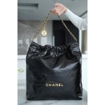 𝗖𝗛𝗔𝗘𝗡𝗟✦𝟐𝟐𝗣 Advanced Handcraft Workshop 𝟐𝟐 Handbag Genuine Leather Large Black Gold