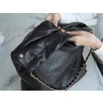 𝗖𝗛𝗔𝗘𝗡𝗟✦𝟐𝟐𝗣 Advanced Handcraft Workshop 𝟐𝟐 Handbag Genuine Leather Large Black Gold
