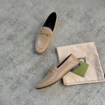 Gucci Super classic leather style mixed sheepskin leather leather sole horsebit buckle single shoes skin tone