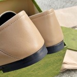 Gucci Super classic leather style mixed sheepskin leather leather sole horsebit buckle single shoes skin tone