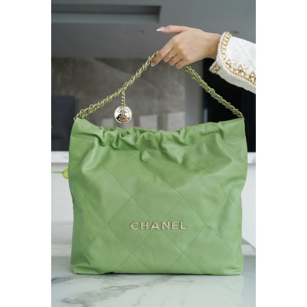 𝗖𝗛𝗔𝗘𝗡𝗟 ✦23𝒄 new 𝟐𝟐 handbag avocado green 🥑 authentic tail leather small