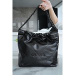 𝗖𝗛𝗔𝗘𝗡𝗟✦𝟐𝟐𝑲 𝟐𝟐Handbag genuine tail leather 𝐬𝐨 𝐛𝐥𝐚𝐜𝐤 all black small