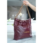 𝗖𝗛𝗔𝗘𝗡𝗟✦𝟐𝟐𝗣Spring/Summer New 𝟐𝟐Handbag Genuine Tail Leather Wine Red🍷 Small