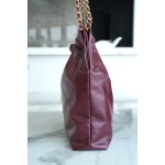 𝗖𝗛𝗔𝗘𝗡𝗟✦𝟐𝟐𝗣Spring/Summer New 𝟐𝟐Handbag Genuine Tail Leather Wine Red🍷 Small