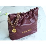 𝗖𝗛𝗔𝗘𝗡𝗟✦𝟐𝟐𝗣Spring/Summer New 𝟐𝟐Handbag Genuine Tail Leather Wine Red🍷 Small