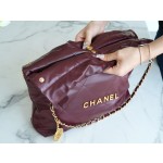 𝗖𝗛𝗔𝗘𝗡𝗟✦𝟐𝟐𝗣Spring/Summer New 𝟐𝟐Handbag Genuine Tail Leather Wine Red🍷 Small