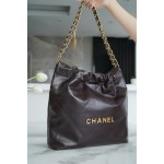 𝗖𝗛𝗔𝗘𝗡𝗟✦ 𝟐𝟐𝗣Spring/Summer New 𝟐𝟐Handbag Genuine Tail Leather Chocolate🍫Medium