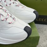Gucci RUN all-leather cowhide sheepskin running shoes white