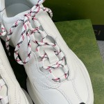 Gucci RUN all-leather cowhide sheepskin running shoes white