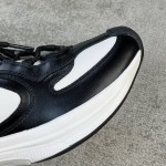 Gucci RUN all-leather cowhide sheepskin running shoes black and white