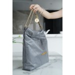 𝗖𝗛𝗔𝗘𝗡𝗟✦𝟐𝟐𝗣Spring/Summer New 𝟐𝟐Handbag Genuine Tail Leather Medium Premium Gray