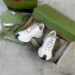 Full leather version of the Gucci RUN collection Cowhide Sheepskin Running shoes Blue Red