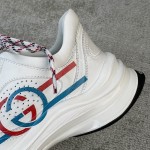 Full leather version of the Gucci RUN collection Cowhide Sheepskin Running shoes Blue Red