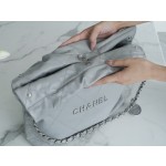 𝗖𝗛𝗔𝗘𝗡𝗟✦𝟐𝟐𝗣Spring/Summer New 𝟐𝟐Handbag Gray Silver Buckle Small 🐘