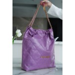 𝗖𝗛𝗔𝗘𝗡𝗟✦𝟐𝟐𝗣Spring/Summer New 𝟐𝟐Handbag Genuine Tail Leather Large Purple