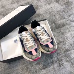 Gucci canvas cowhide interspersed with pink leather stripes trimmed poppet shoes pink spelling