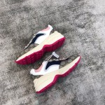 Gucci canvas cowhide interspersed with pink leather stripes trimmed poppet shoes pink spelling