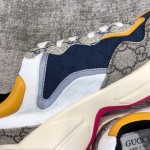 Gucci canvas cowhide interspersed with pink leather stripes trimmed poppet shoes pink spelling