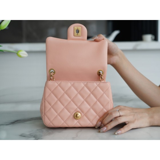 𝗖𝗛𝗔𝗘𝗡𝗟✦ Metal Ball Fatty Fang Genuine Leather Coral Pink