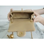 𝗖𝗛𝗔𝗘𝗡𝗟✦ Metal Ball Square Fatty Genuine Leather Milk Coffee Apricot