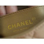 𝗖𝗛𝗔𝗘𝗡𝗟✦ Metal Ball Square Fatty Genuine Leather Milk Coffee Apricot