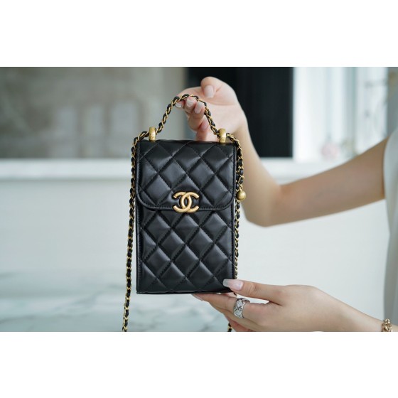 𝗖𝗛𝗔𝗘𝗡𝗟✦ ❥𝟚𝟘𝟚1 early autumn new double ball mobile phone bag black➿