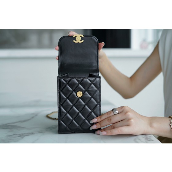 𝗖𝗛𝗔𝗘𝗡𝗟✦ ❥𝟚𝟘𝟚1 early autumn new double ball mobile phone bag black➿