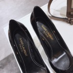 Saint Laurent classic model YSL logo heeled high heels using imported Italian cow patent leather
