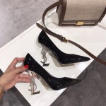 Saint Laurent classic model YSL logo heeled high heels using imported Italian cow patent leather