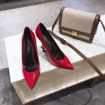 Saint Laurent classic model YSL logo heeled high heels using imported Italian cow patent leather